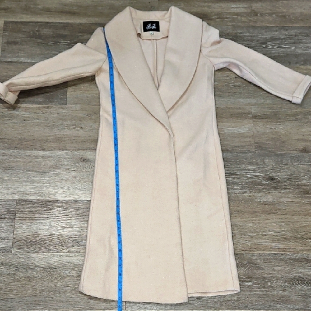 BeBe Wool Blend Pastel Pink With Silver Thredding Trech Coat Jacket - Picture 8 of 10